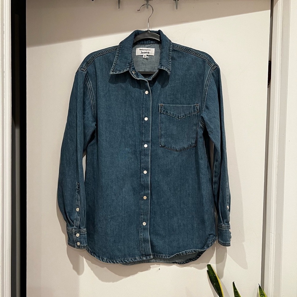 Reformation Blue Denim Shirt